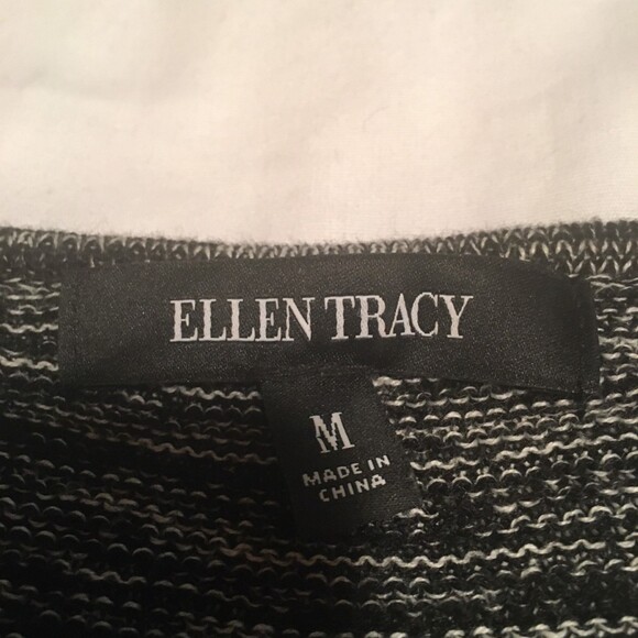 Ellen Tracy sweater Women Medium marled black gray split hem tunic top Lagenlook - Picture 3 of 8